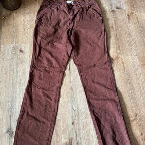 Taylor Stitch Maroon Red/Brown Flat Front Foundation Pants Size 30